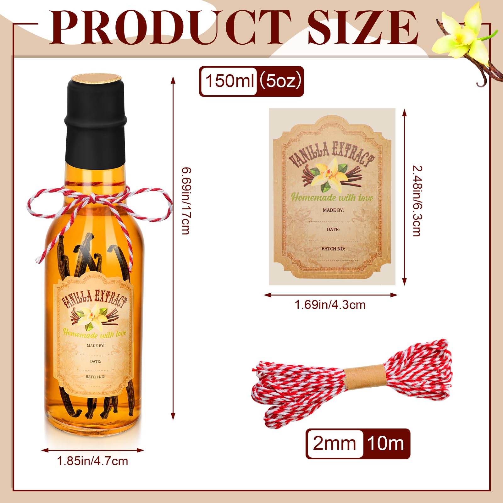 Tioncy vanilla bottle cap and shrinkband demonstrating secure sealing for freshness