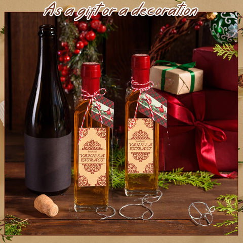 Tioncy vanilla bottle color accents red and green brighten holidays.
