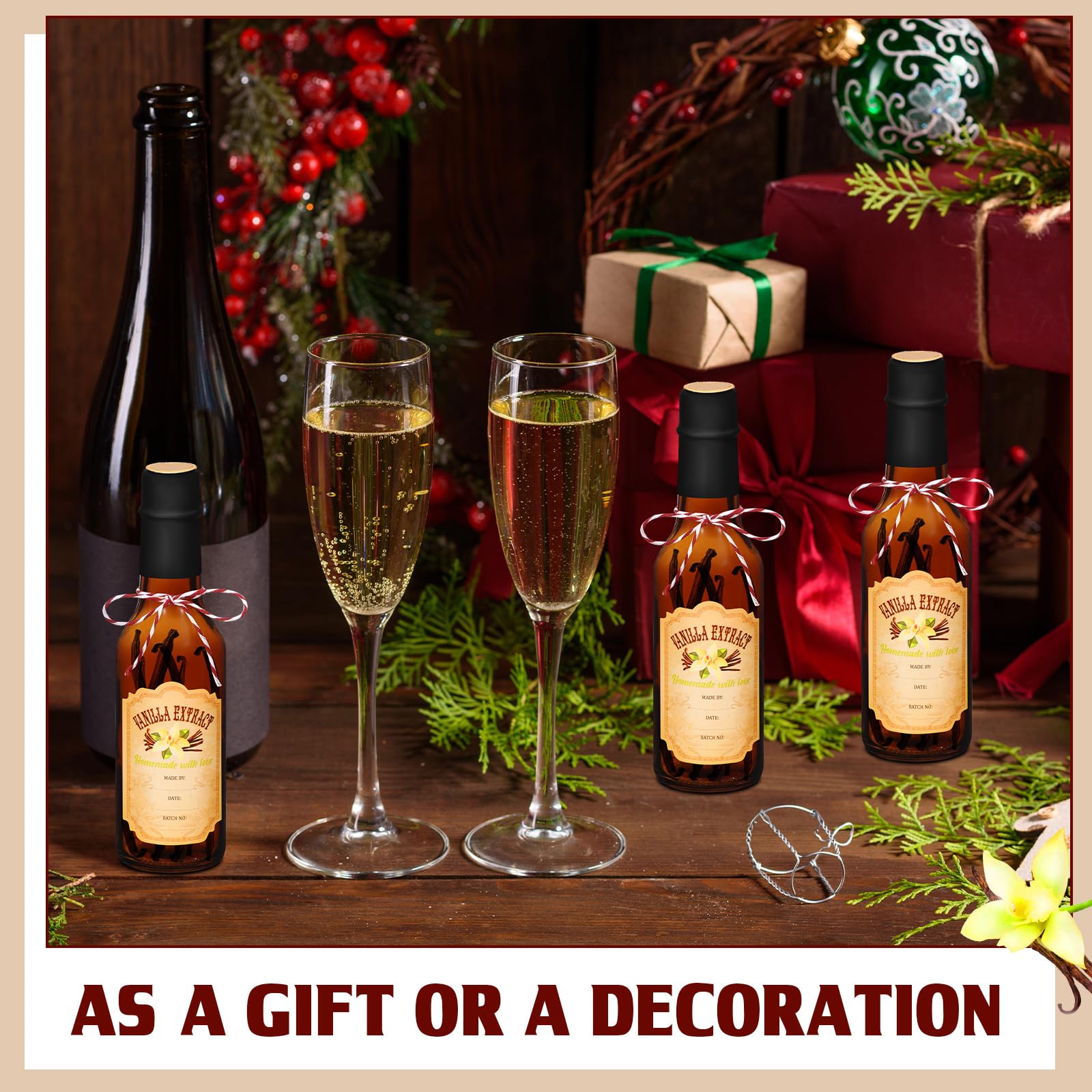 Tioncy gift-ready bottle setup for DIY pantry gifts.