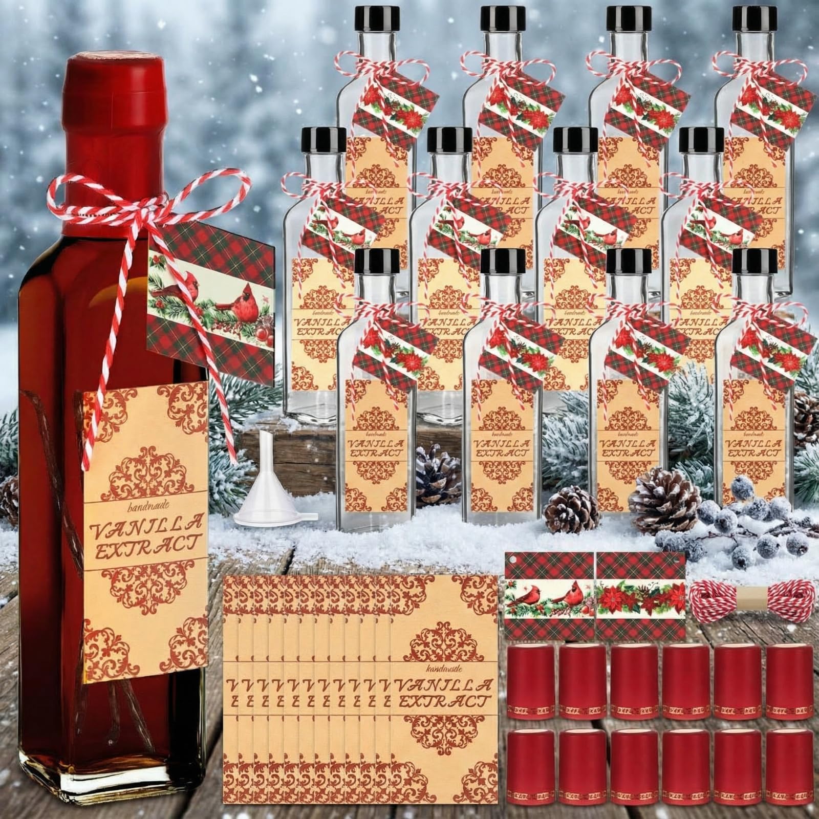 Tioncy vanilla bottle set clear showcases handmade syrups and gifts.