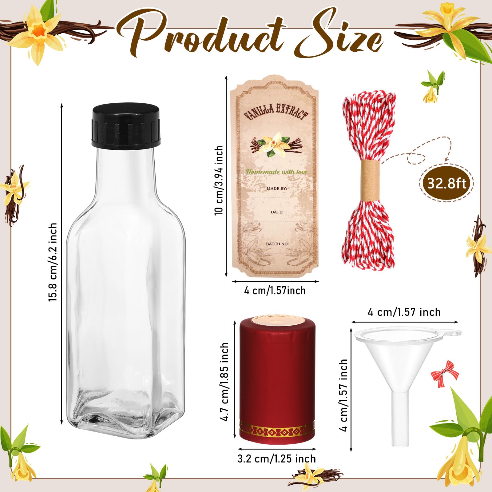 Tioncy 12-pack bottles with vanilla-pattern labels for easy labeling and gifting