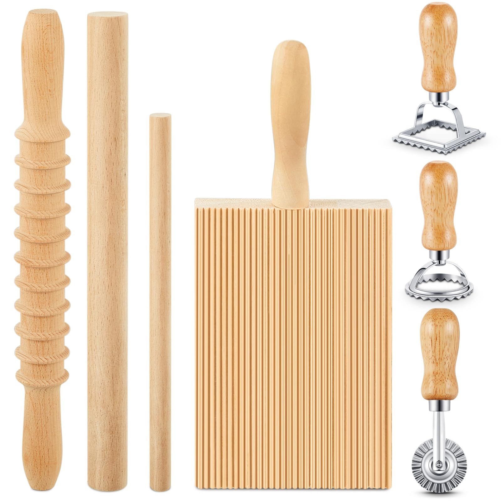 Tioncy wood pasta cutter with a clean edge for even sheets.