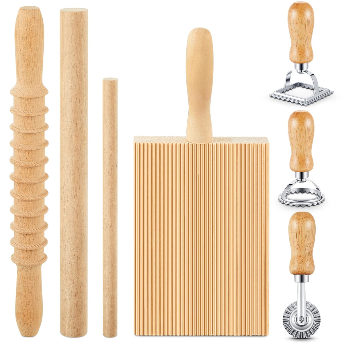 Tioncy wood pasta cutter with a clean edge for even sheets.