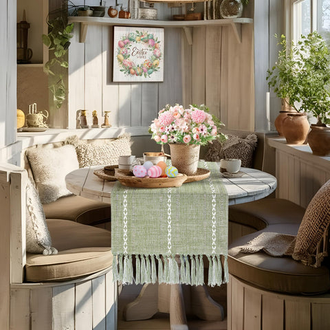 tiosggd wedding party decor with sage green runner