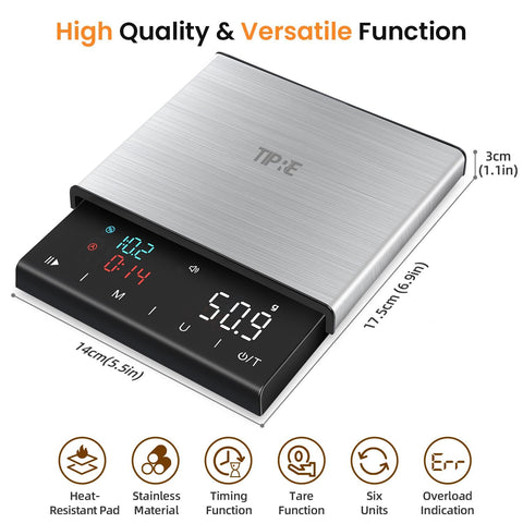 Tipre scale uses tare button for quick reset when adding ingredients