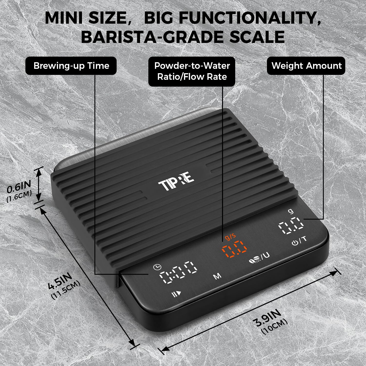 TIPRE Mini Espresso Scale timing modes help optimize extraction with precise timing