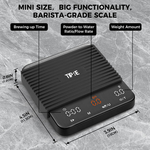 TIPRE Mini Espresso Scale timing modes help optimize extraction with precise timing