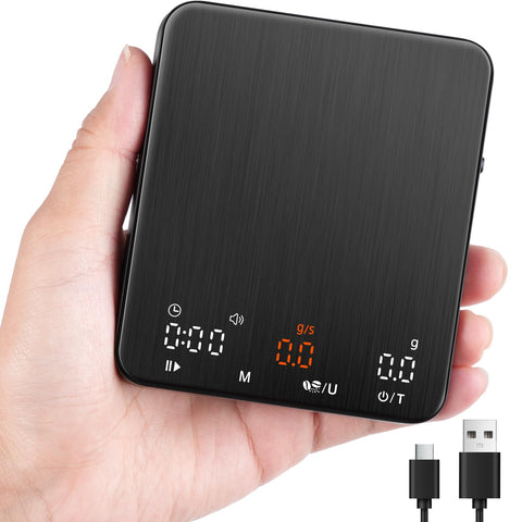 TIPRE Mini Espresso Scale under the machine enables precise dosing during espresso preparation