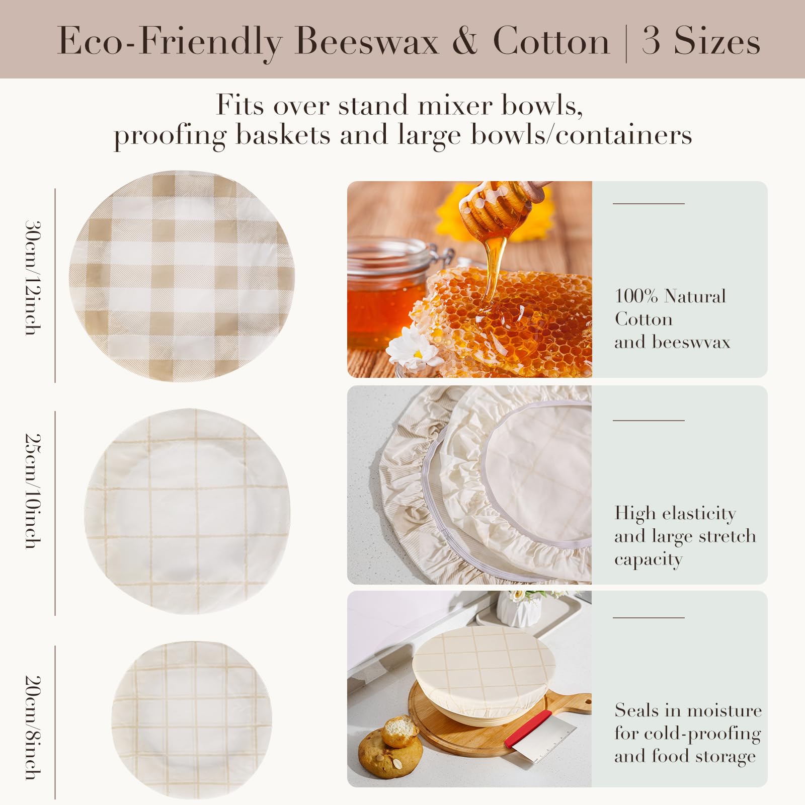 Tirphy beeswax bowl cover on a 10-inch bowl, eco-friendly alternative