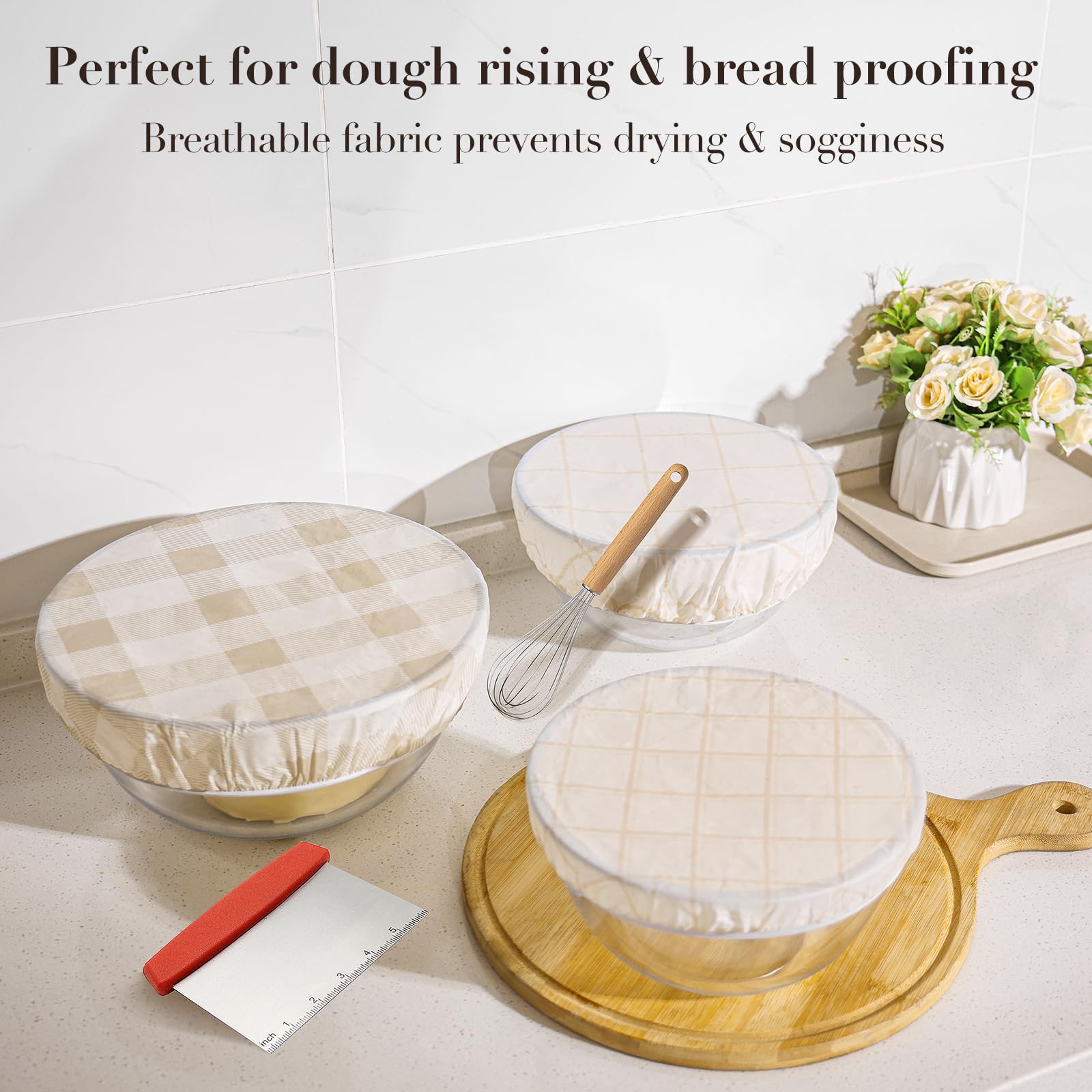 Tirphy beeswax bowl cover on a 12-inch bowl, moisture-regulating for proofing