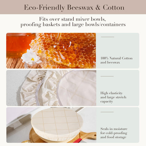Tirphy beeswax bowl cover 8-inch for larger bowls, breathable and reusable dough protection.