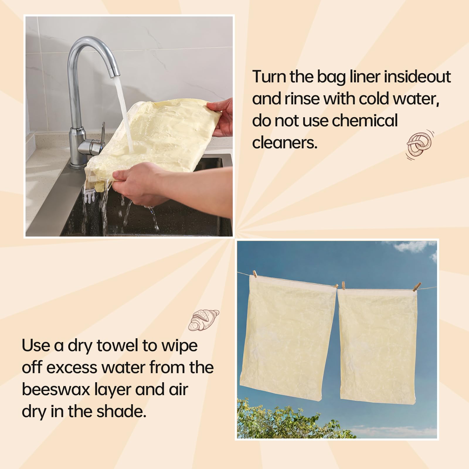 Tirphy bulk-baking storage ideas using reusable bags for freezer storage.