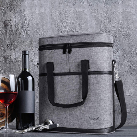 Tirrinia travel-friendly wine carrier fits three bottles securely.