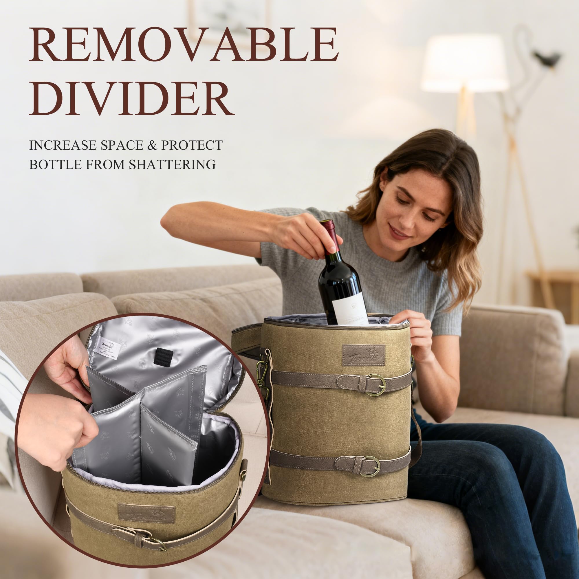 Tirrinia insulated wine cooler bag keeps bottles cold on outings