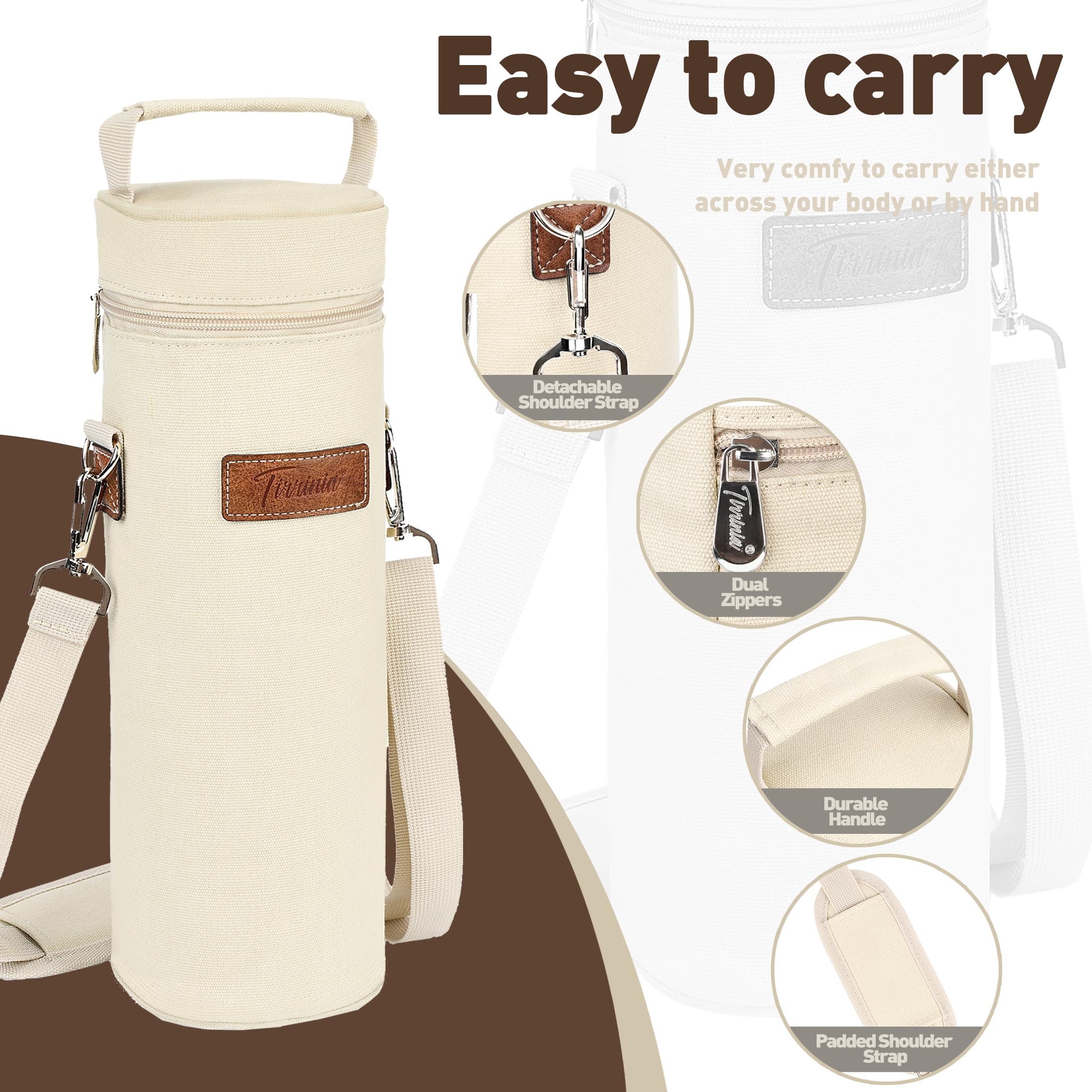 Tirrinia insulated wine tote with three-layer lining preserves temperature.