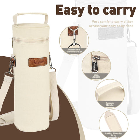 Tirrinia insulated wine tote with three-layer lining preserves temperature.