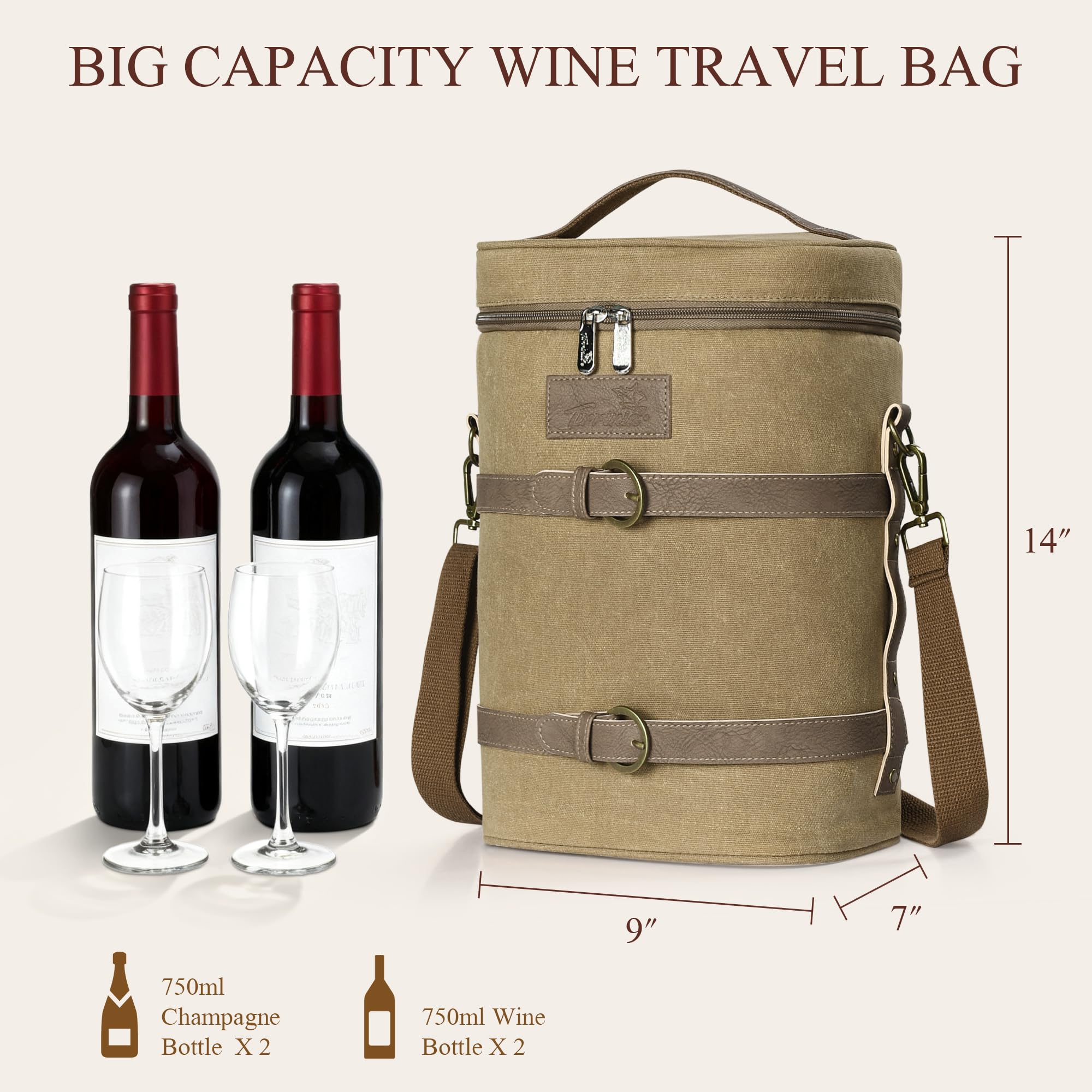 Tirrinia padded interior protects bottles during transit