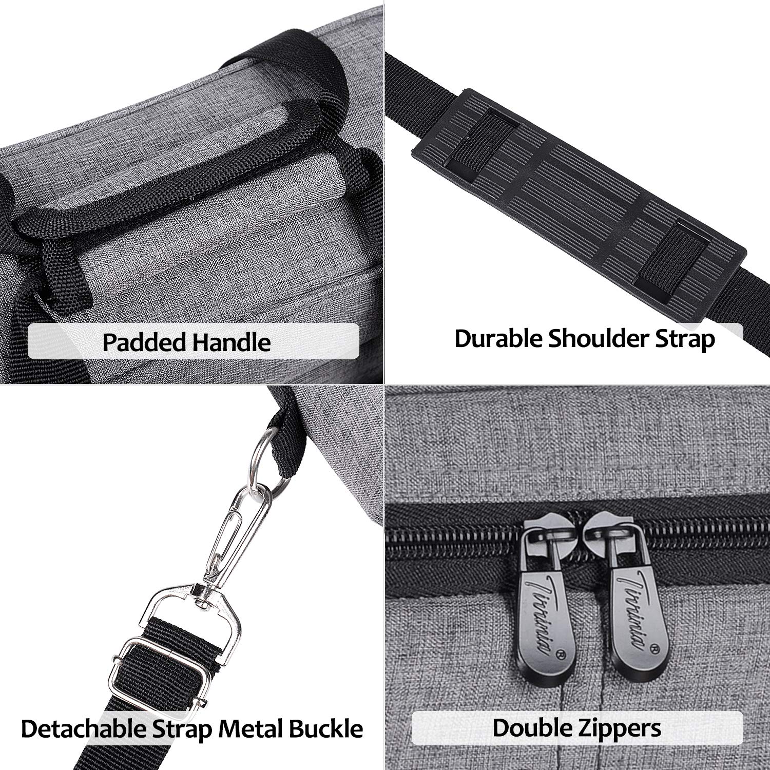 Tirrinia grey 600D fabric with 5mm padding protects bottles during travel.
