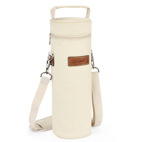 Tirrinia single wine cooler bag in beige, ideal for travel and picnics.