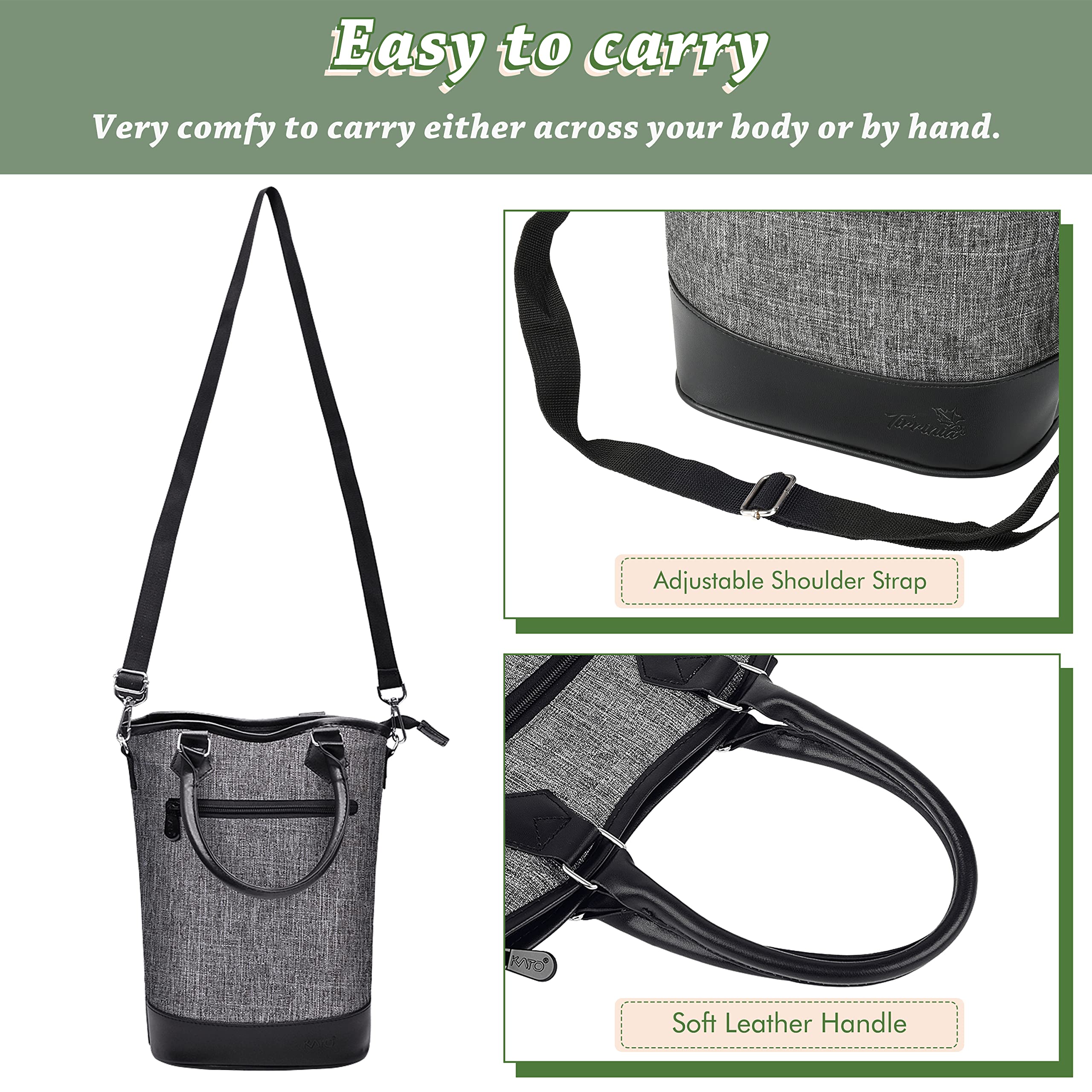Tirrinia stylish wine tote with 600D fabric protects bottles on the go