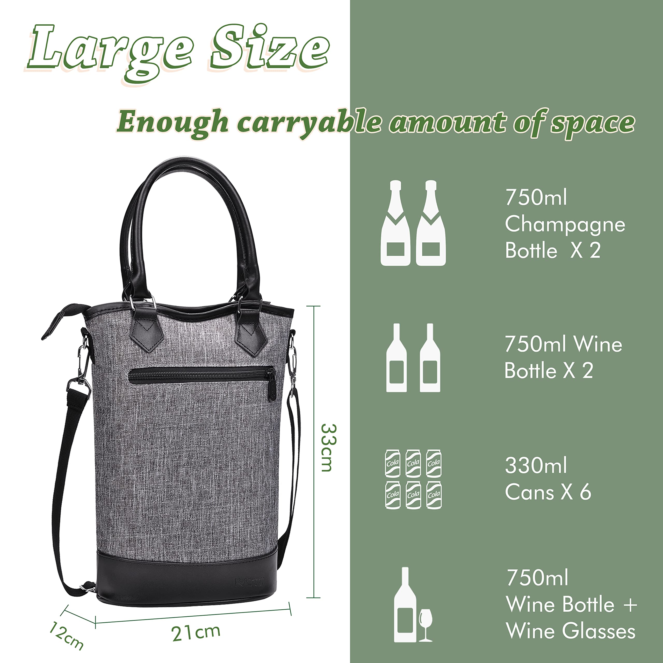 Tirrinia thermal insulated bag keeps two bottles well chilled for hours