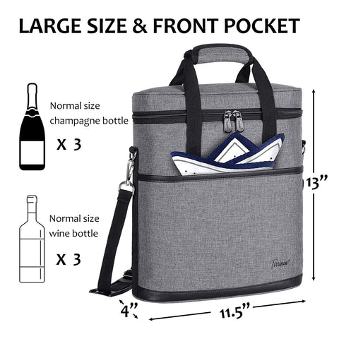 Tirrinia carrier front pocket stores small essentials for wine outings.