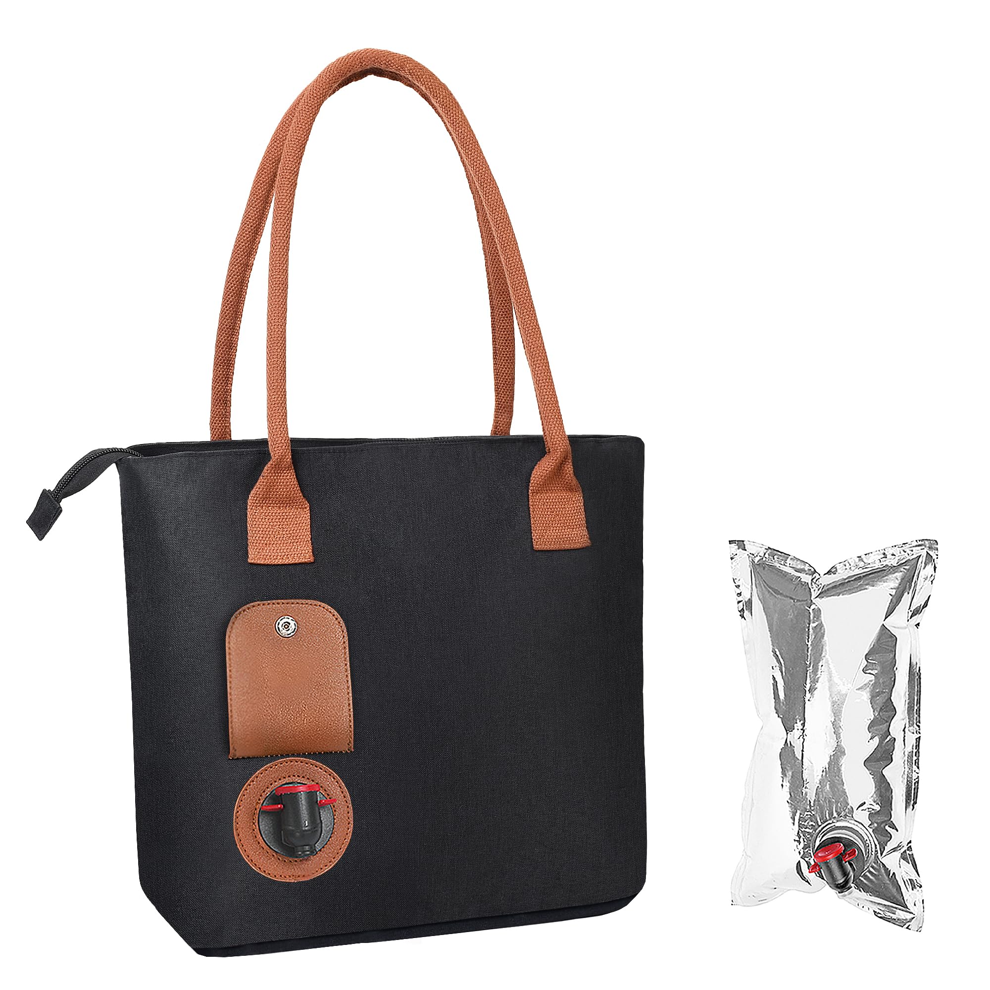 Tirrinia wine tote bag with hidden spout for easy pouring at picnics.