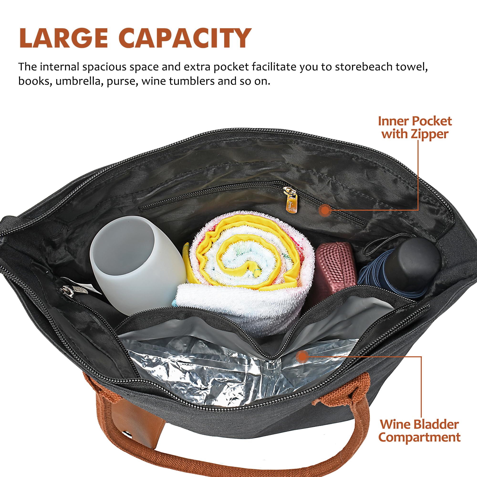 Tirrinia insulated wine tote keeps drinks cool during travel.