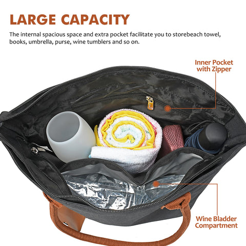 Tirrinia insulated wine tote keeps drinks cool during travel.