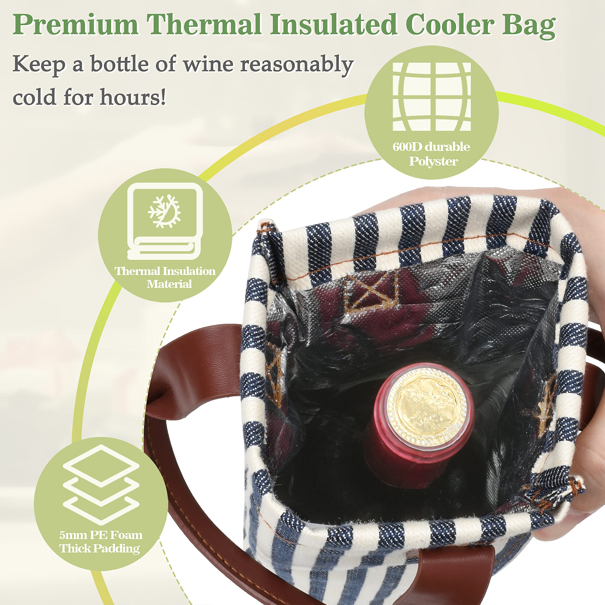 Tirrinia wine tote with durable padding for bottle protection on the go