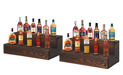 TIRYIUOU liquor bottle display shelf 2-pack keeps bottles organized and ready to view.