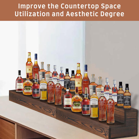 TIRYIUOU wooden bar shelves tabletop design adds vintage charm to any home bar.