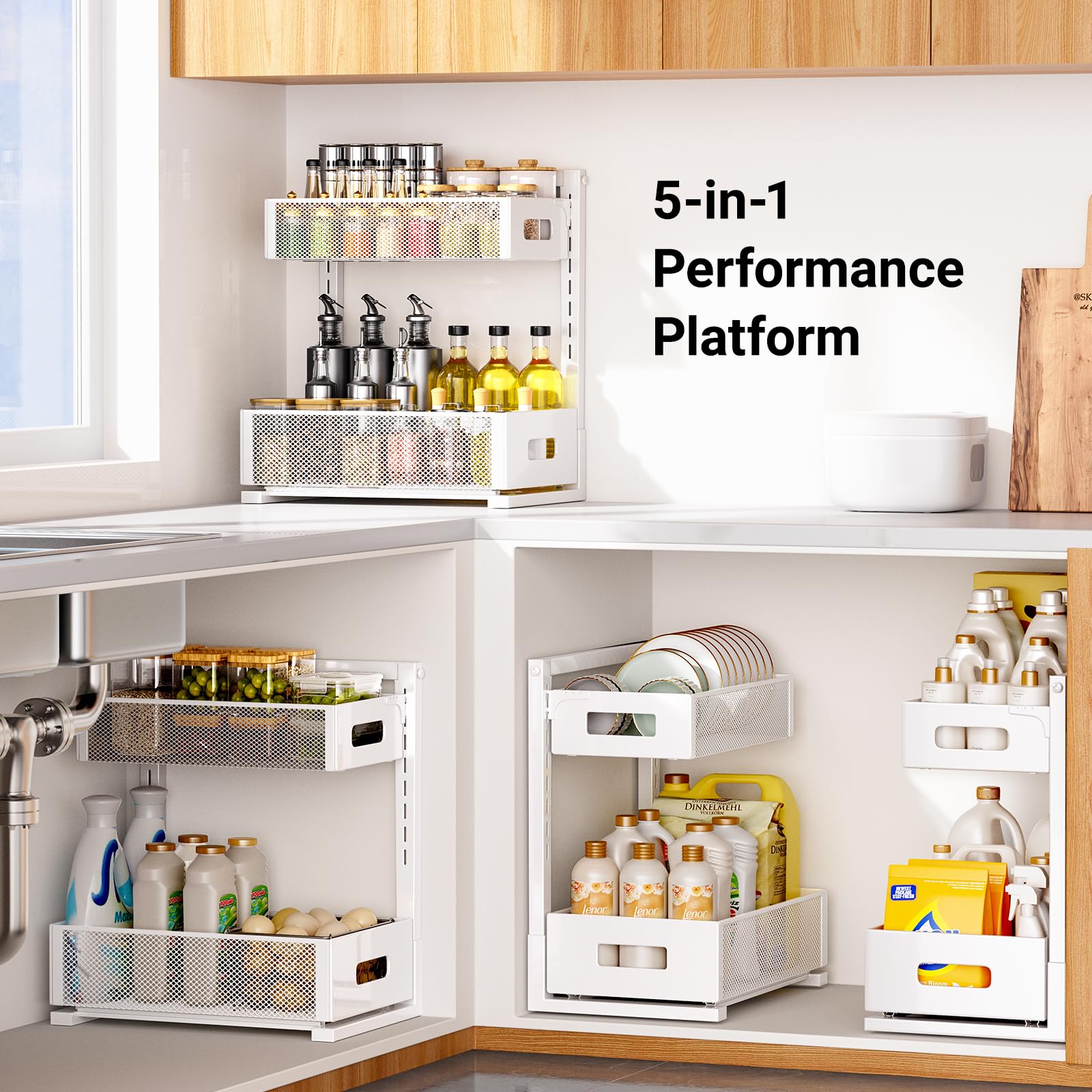 TISTAYA pull-out unit enables easy reach and reduces bottle tipping.