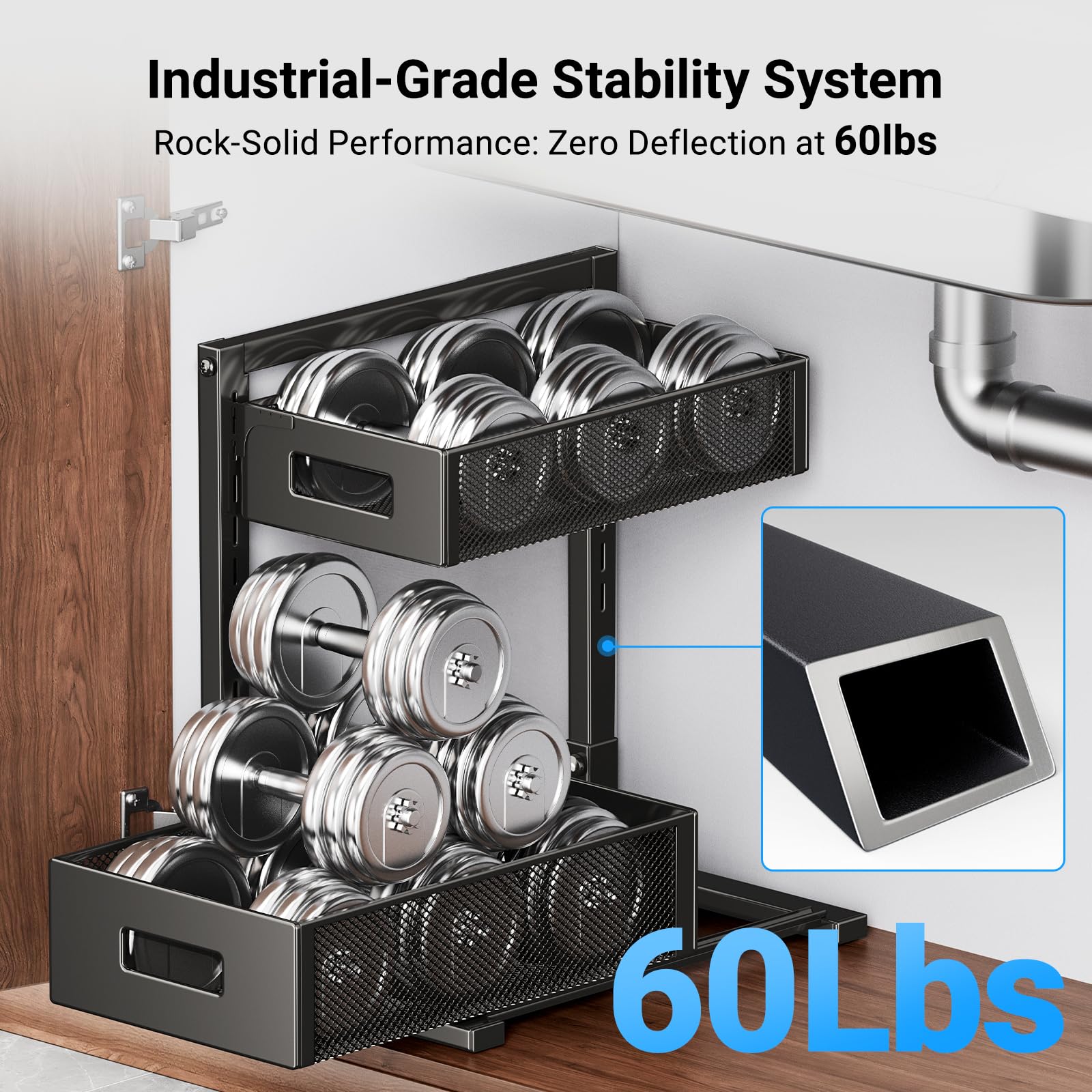 TISTAYA reinforced steel frame supports heavy loads with minimal wobble
