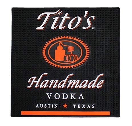 Tito's Bar Mat provides a non-slip surface for organized cocktail prep and spill protection.