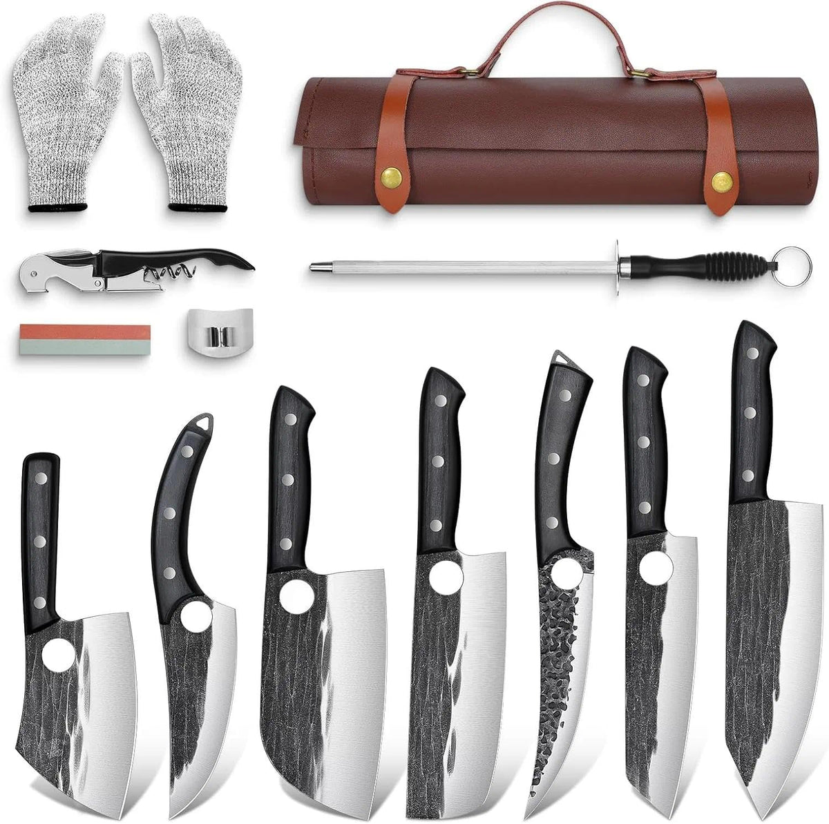 TIVOLI 13-piece butcher knife set for precise meat prep.