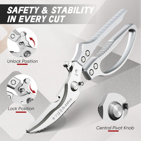 TIVOLI BBQ Scissors for Cooked Meats handling pizza, ribs, and more.