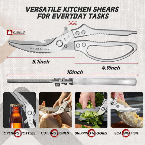 TIVOLI poultry shears with bottle opener function for convenience.