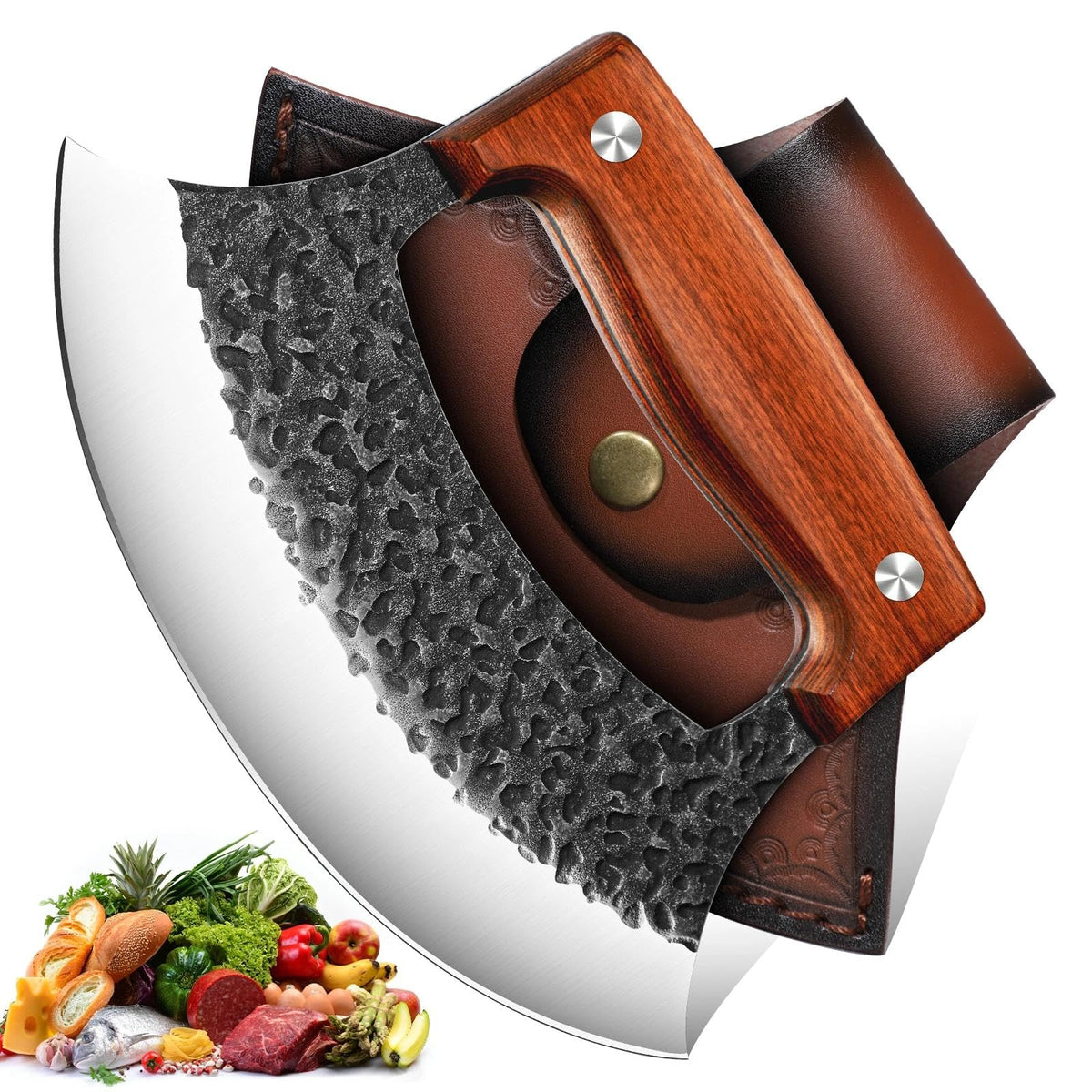 TIVOLI ulu knife blade angle for clean, efficient chopping.