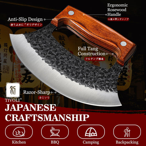 TIVOLI Ulu knife in kitchen for chopping and mincing