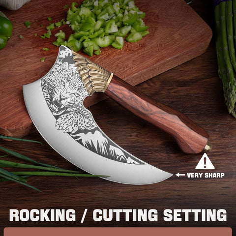 Rocking motion design of the Ulu knife enables smooth chopping