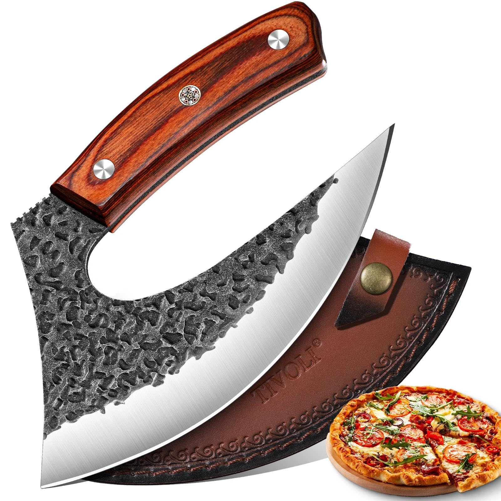 TIVOLI Ulu knife with rosewood handle for precise, balanced chopping.