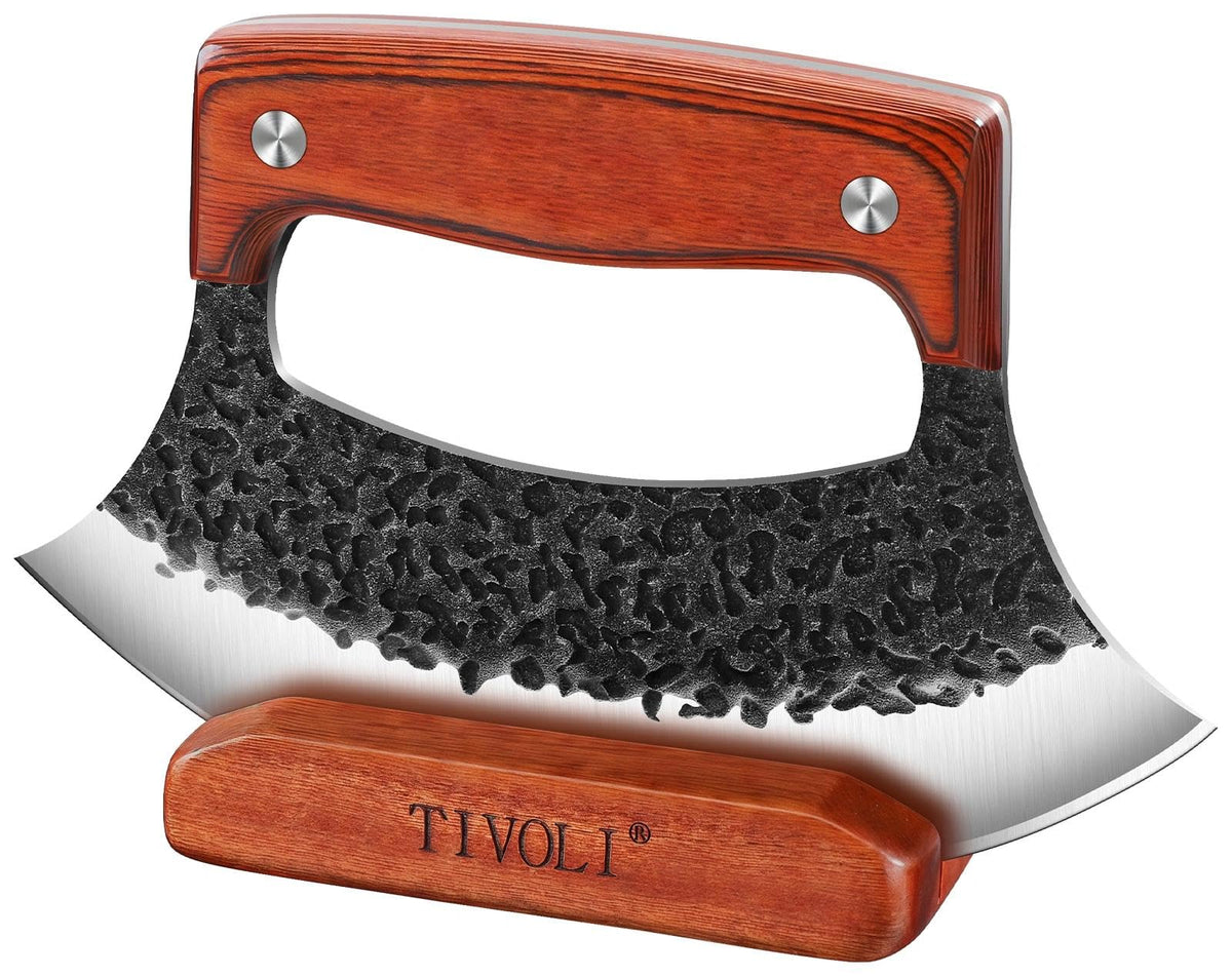TIVOLI Ulu knife with wooden stand for organized kitchen prep