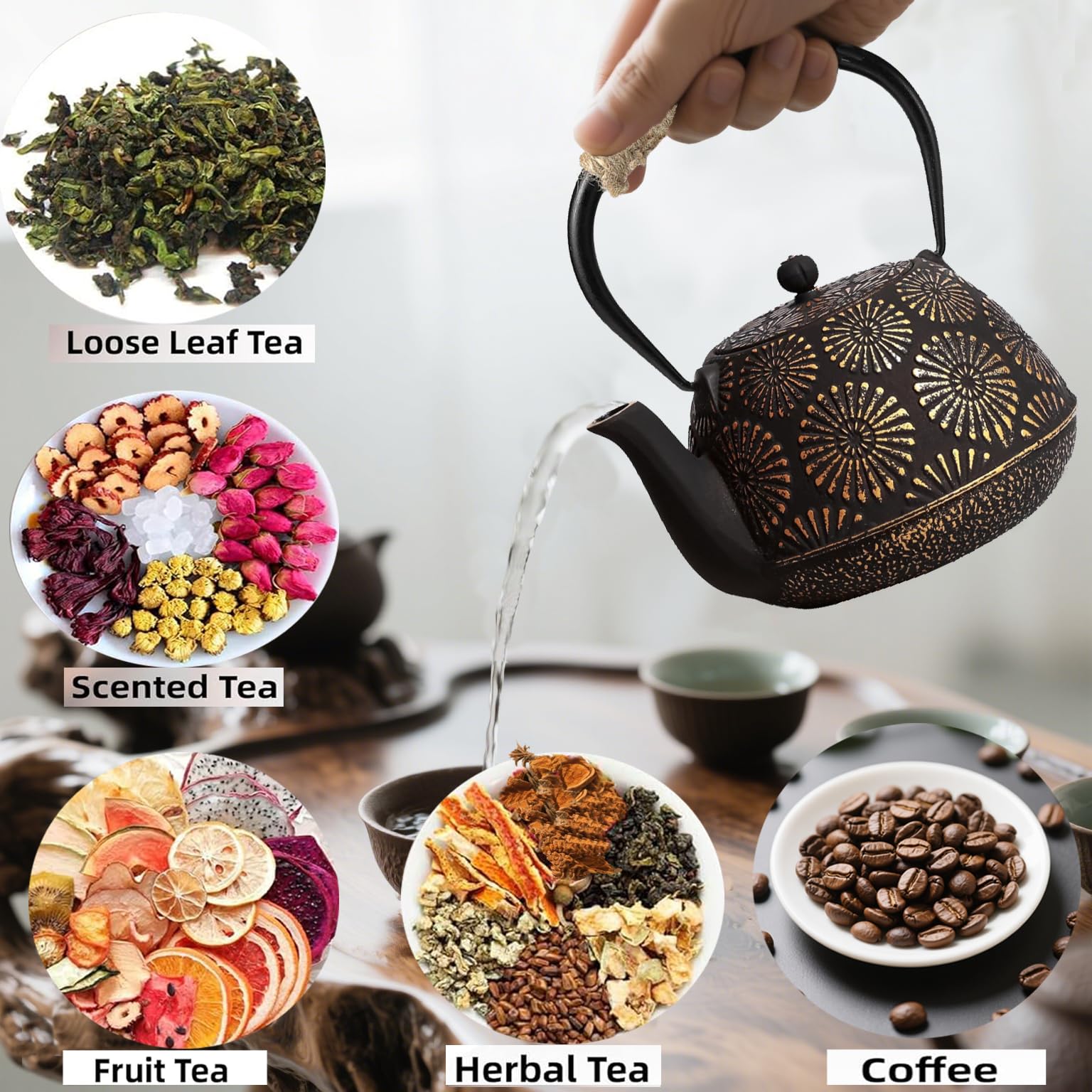 TiwisiTe teapot with heat-resistant handle for safe pouring