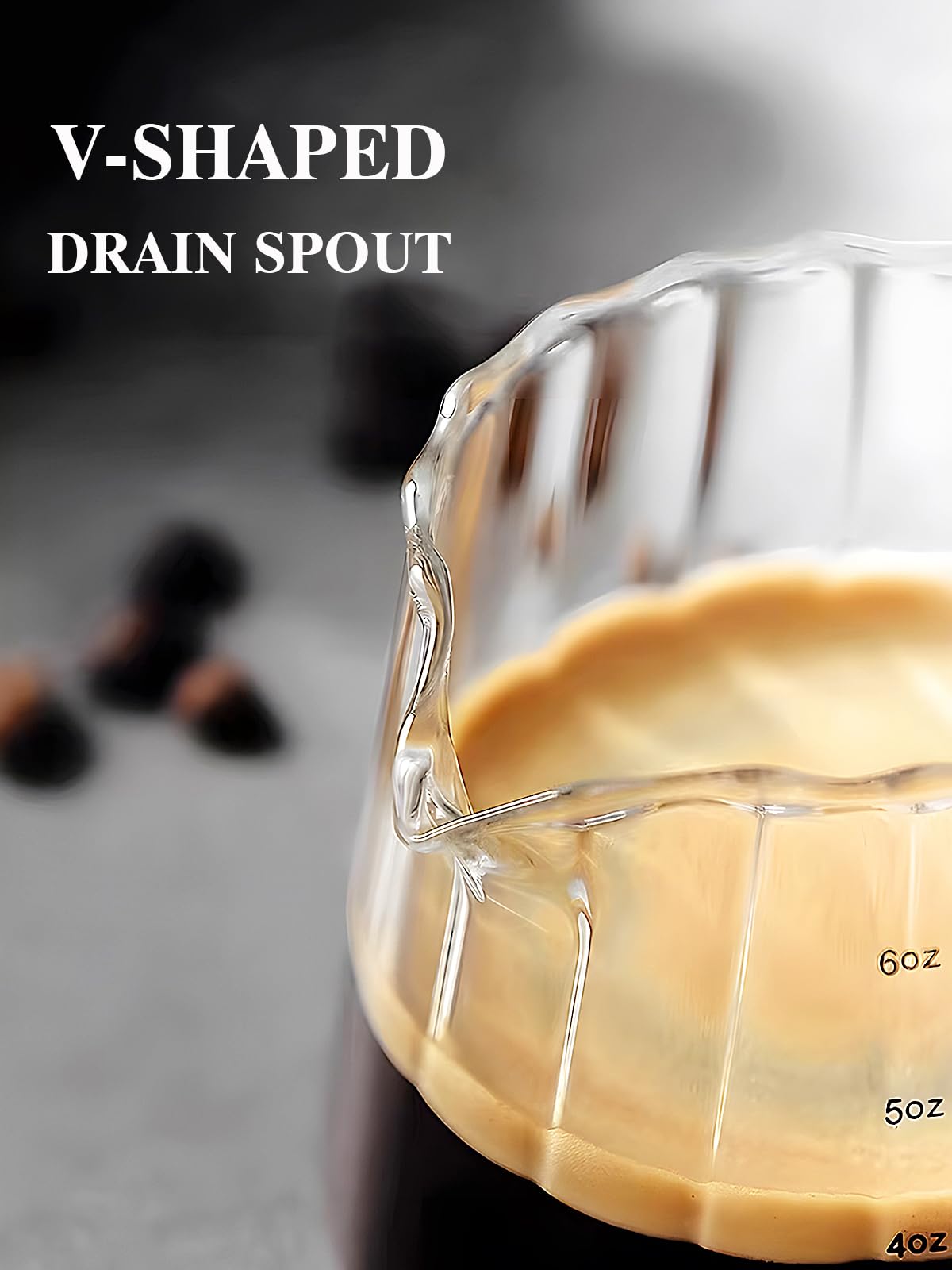 TIWPAJS ribbed glass milk frothing pitcher for smooth microfoam