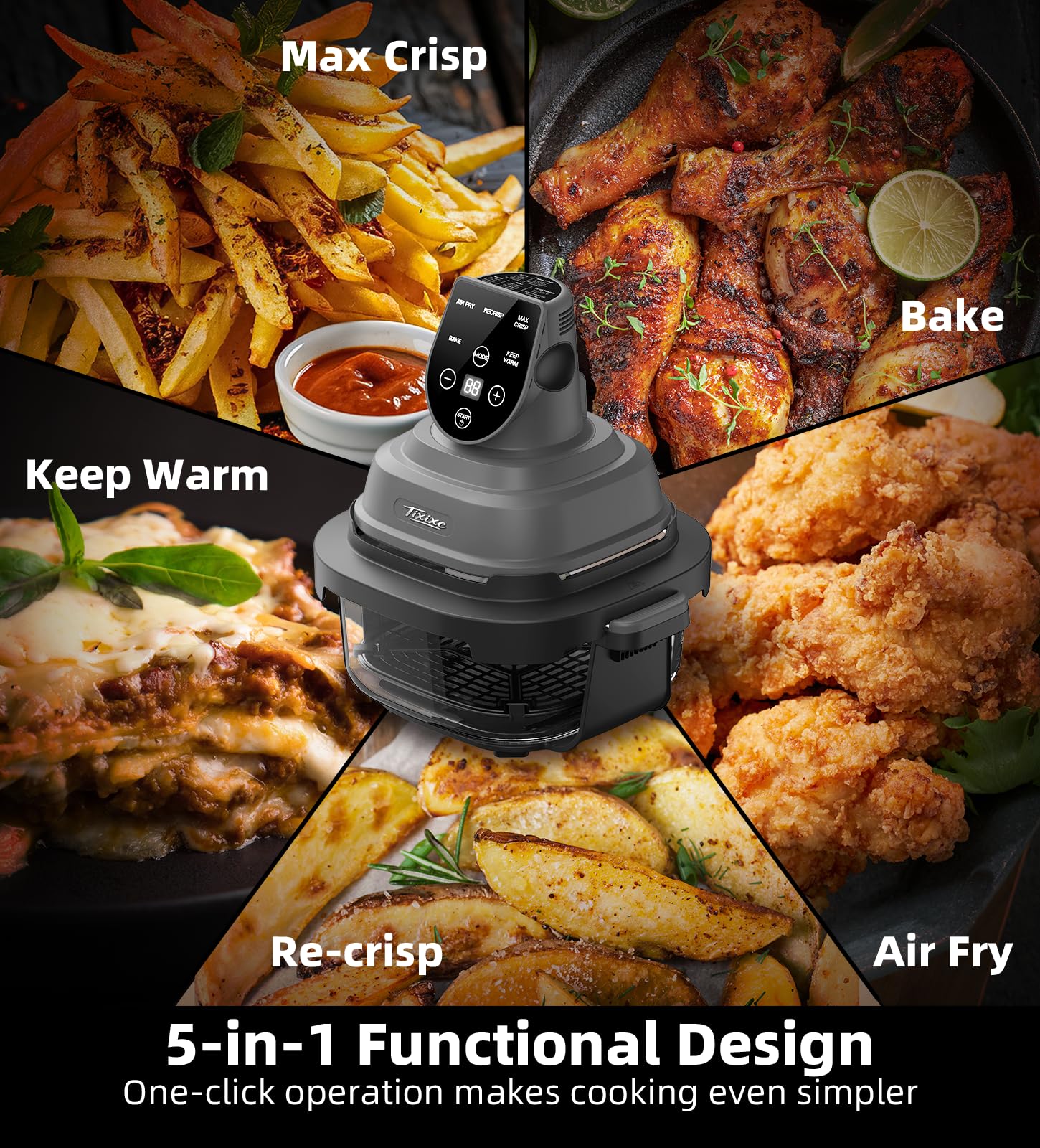 Tixixc air fryer sealing lids keep food secure during cooking.