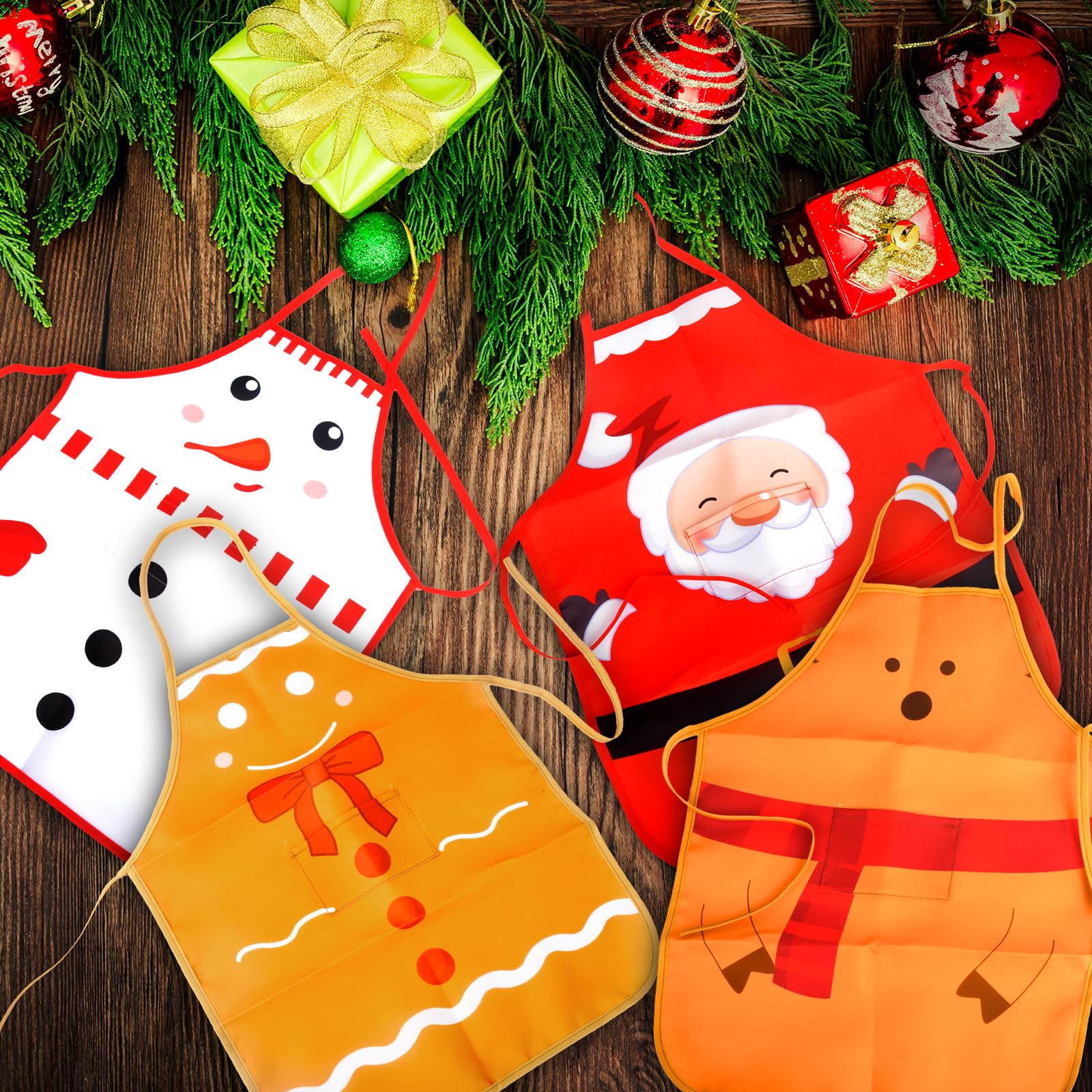 Tkifoda kids Christmas apron in use, mess containment for home kitchens
