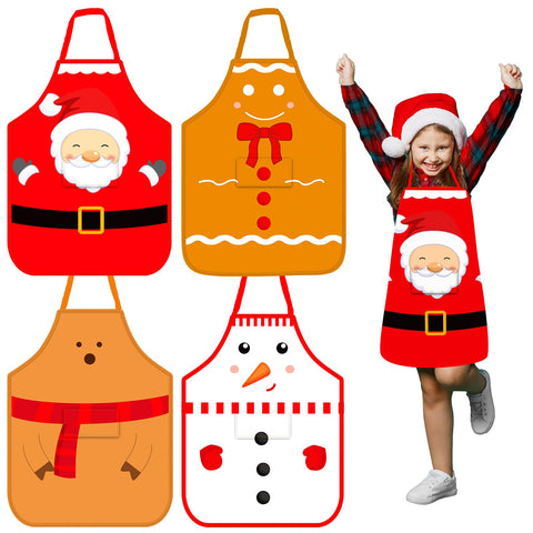 Tkifoda Santa apron for kids with pocket, ideal for party crafts