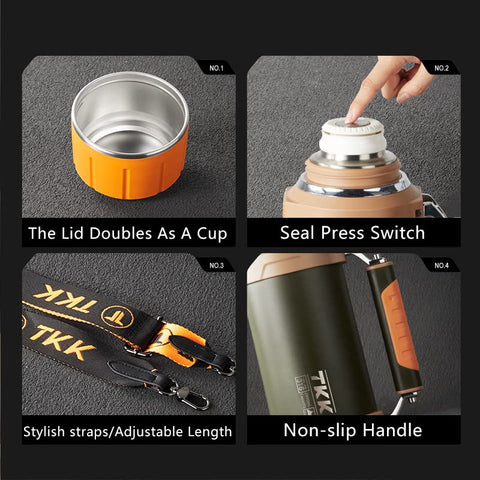 TKK outdoor-ready bottle ideal for camping, fishing, and hiking