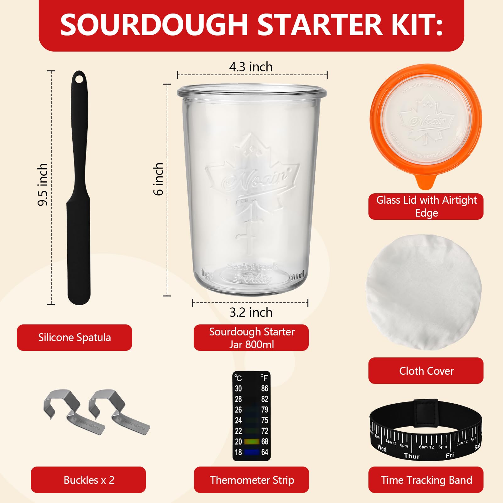 TKVAZK thickened glass starter jar for durable daily use